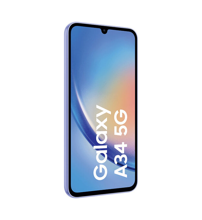 LAGERVERKAUF! Samsung Galaxy A34 5G (A346B/DSN), 128 GB, 6 GB, 48 MP, 5000 mAh, Awesome Violet (BESCHÄDIGTE BOX NEU)