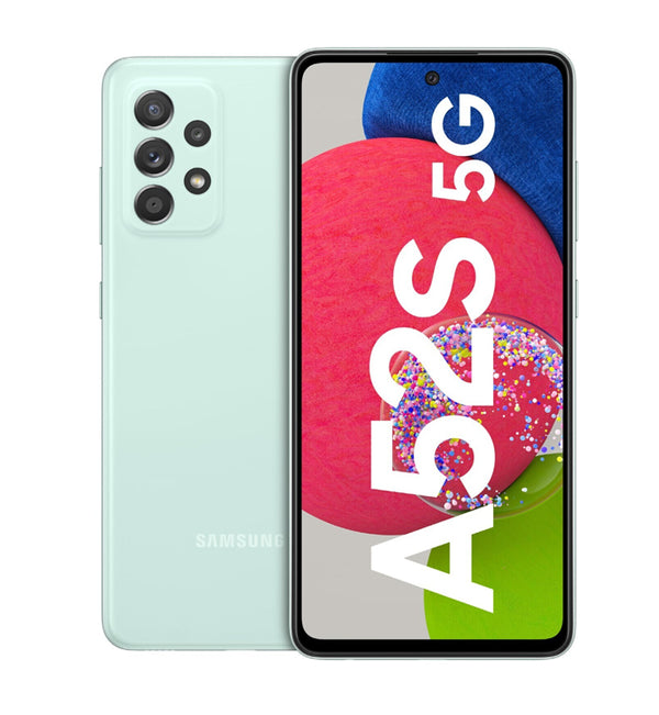 LAGERVERKAUF! Samsung Galaxy A52s 5G (A528B/DS), 6/128 GB, 64 MP, 4500 mAh, Awesome Mint (BESCHÄDIGTE BOX NEU)