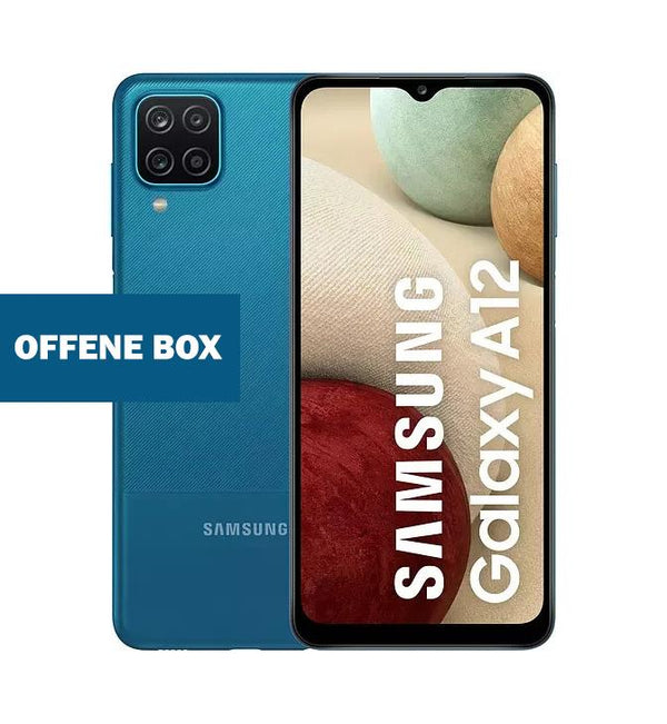 Samsung Galaxy A12 Smartphone, Blue, Rückseite und Vorderseite