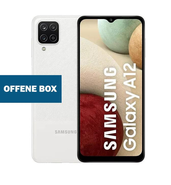 Samsung Galaxy A12 Smartphone, White, Rückseite und Vorderseite